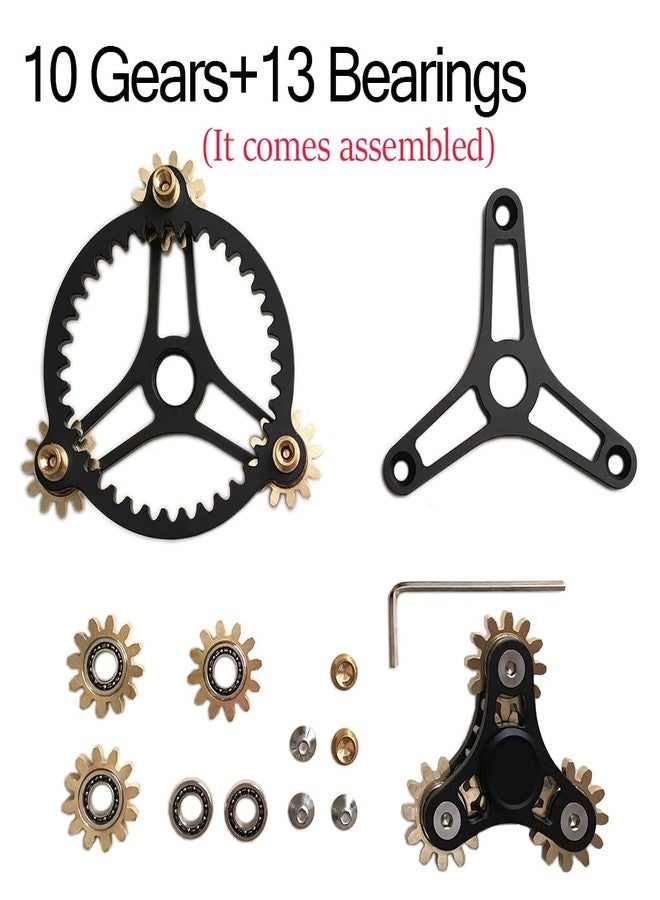 Bitopbi Pure Brass Fidget Spinner Gears Linkage Fidget Gyro Toy Metal DIY Hand Spinner Spins Long Time EDC Focus Meditation Break Bad Habits ADHD with Multiple Premium Bearings (13 Bearings Black) - Image 4